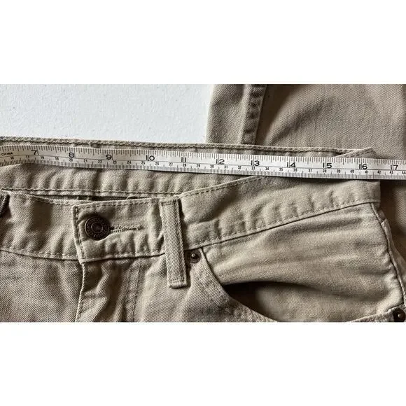 Levi Levi’s 505 jeans khaki pants men’s Tag 33 * 32 brown tan Straight white tag - Picture 6 of 8